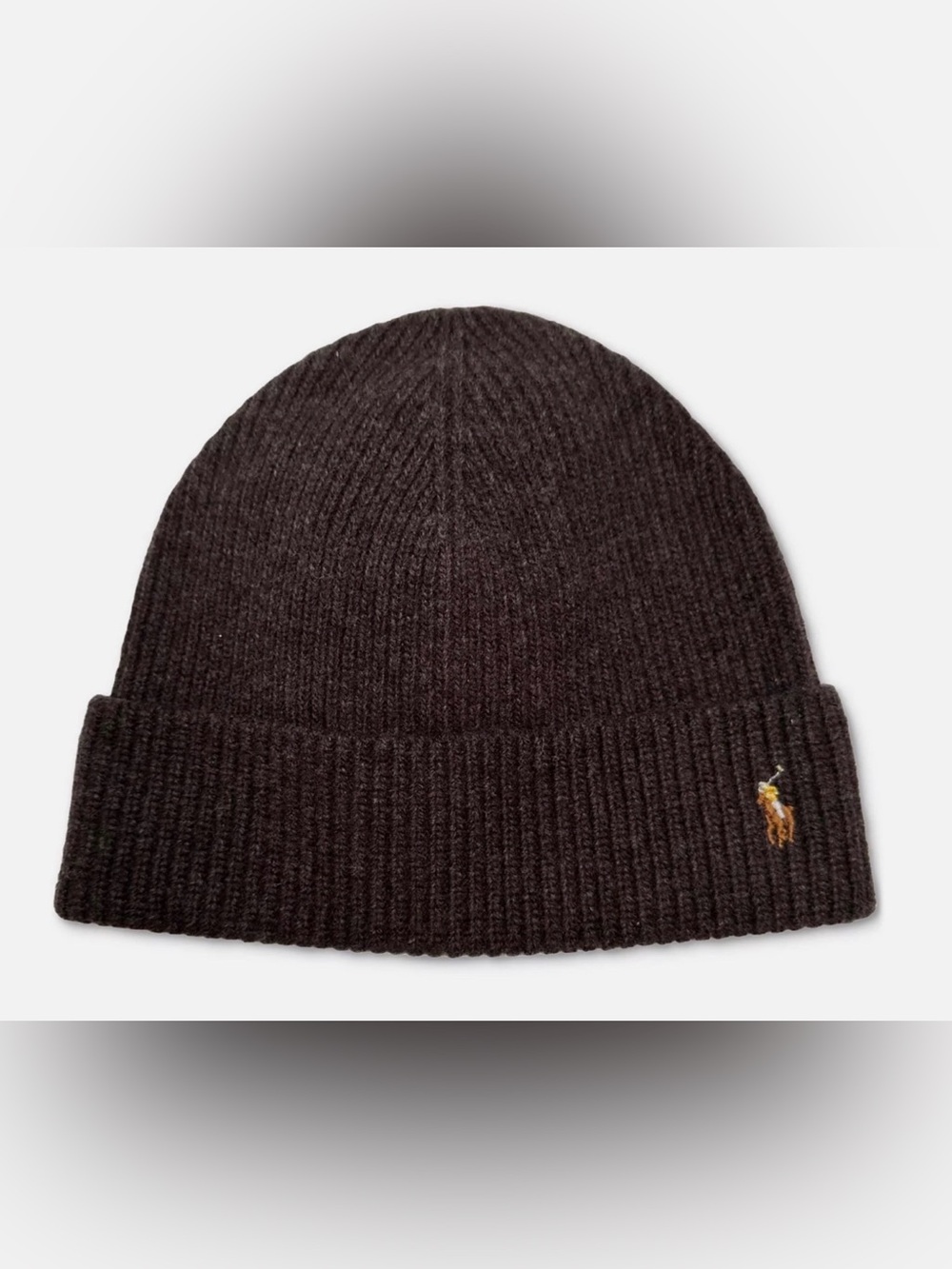NWT Polo Ralph Lauren HEATHER BROWN Wool Blend Ribbed Knit Beanie Cap Hat